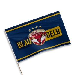 Lausitzer Füchse - Fan-Fahne - 150x100cm - BLAU-GELB